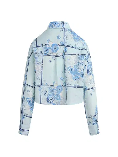 Favorite Daughter Women's The Crop Ex-Boyfriend Floral Cotton Shirt - Floral Scarf - Size XL | Thumbnail 3 Favorite Daughter Women's The Crop Ex-Boyfriend Floral Cotton Shirt - Floral Scarf - Size XL | Thumbnail 3