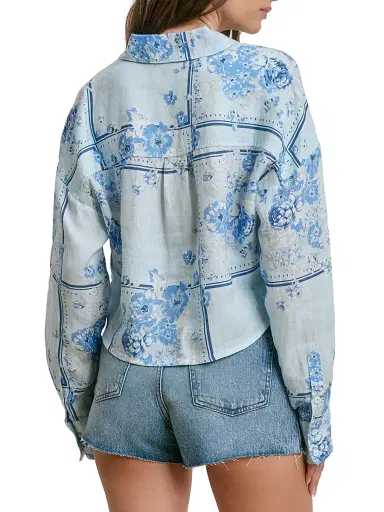 Favorite Daughter Women's The Crop Ex-Boyfriend Floral Cotton Shirt - Floral Scarf - Size XL | Thumbnail 6 Favorite Daughter Women's The Crop Ex-Boyfriend Floral Cotton Shirt - Floral Scarf - Size XL | Thumbnail 6