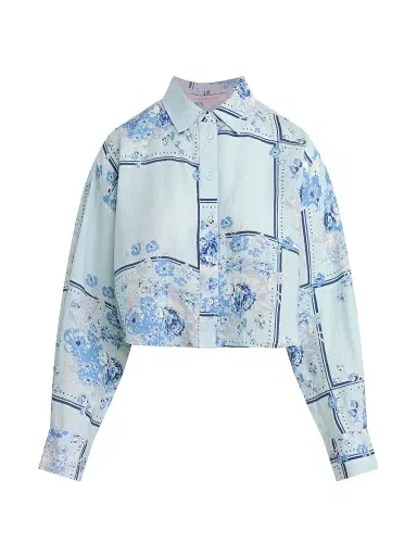Favorite Daughter Women's The Crop Ex-Boyfriend Floral Cotton Shirt - Floral Scarf - Size XL | Thumbnail 1 Favorite Daughter Women's The Crop Ex-Boyfriend Floral Cotton Shirt - Floral Scarf - Size XL | Thumbnail 1