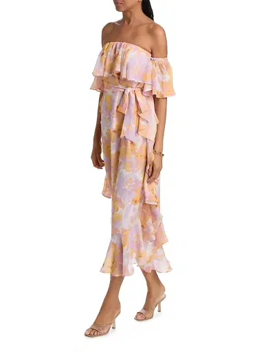 Misa Los Angeles Women's Carla Floral Tiered Ruffle Midi-Dress | Thumbnail 2 Misa Los Angeles Women's Carla Floral Tiered Ruffle Midi-Dress | Thumbnail 2
