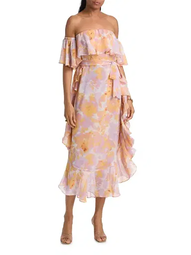 Misa Los Angeles Women's Carla Floral Tiered Ruffle Midi-Dress | Thumbnail 3 Misa Los Angeles Women's Carla Floral Tiered Ruffle Midi-Dress | Thumbnail 3