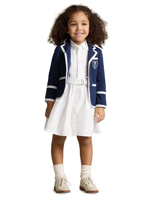 Little Girl's & Girl's Classic Oxford Sleeveless Shirtdress - White