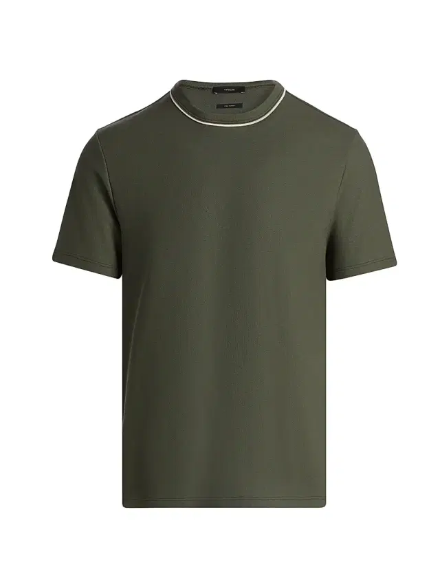 Vince Men's Tipped Crewneck Pima Cotton T-Shirt - Coulter Green