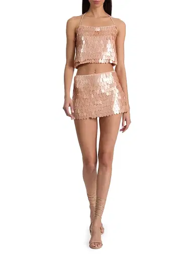 Alice + Olivia Women's Mace Paillette-Embellished Miniskort - Rose Tan - Size 14 | Thumbnail 2 Alice + Olivia Women's Mace Paillette-Embellished Miniskort - Rose Tan - Size 14 | Thumbnail 2