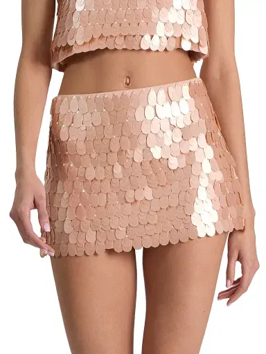 Alice + Olivia Women's Mace Paillette-Embellished Miniskort - Rose Tan - Size 14 | Thumbnail 3 Alice + Olivia Women's Mace Paillette-Embellished Miniskort - Rose Tan - Size 14 | Thumbnail 3