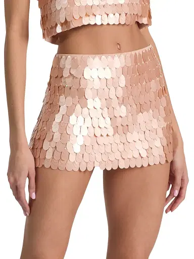 Alice + Olivia Women's Mace Paillette-Embellished Miniskort - Rose Tan - Size 14 | Thumbnail 4 Alice + Olivia Women's Mace Paillette-Embellished Miniskort - Rose Tan - Size 14 | Thumbnail 4