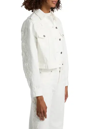 Generation Love Women's Lexia 3D Lace Combo Denim Jacket - Chalk White - Size XL | Thumbnail 4