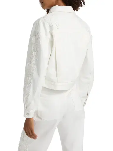 Generation Love Women's Lexia 3D Lace Combo Denim Jacket - Chalk White - Size XL | Thumbnail 5