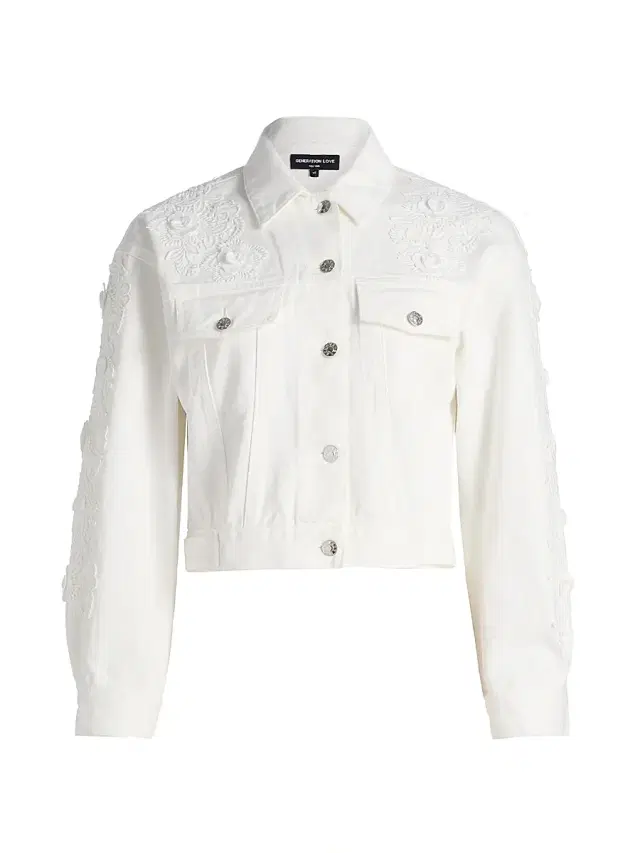Generation Love Women's Lexia 3D Lace Combo Denim Jacket - Chalk White