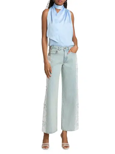 Generation Love Women's Esme Lace Applique Jeans - Ice Blue White - Size 32 | Thumbnail 2