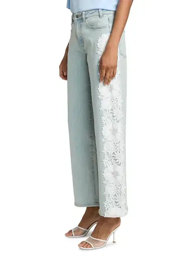 Generation Love Women's Esme Lace Applique Jeans - Ice Blue White - Size 32 | Thumbnail 4
