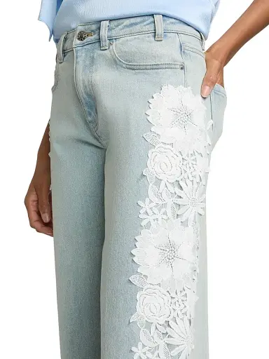 Generation Love Women's Esme Lace Applique Jeans - Ice Blue White - Size 32 | Thumbnail 6