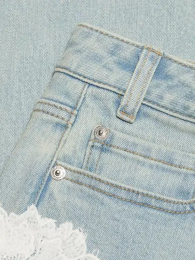 Generation Love Women's Esme Lace Applique Jeans - Ice Blue White - Size 32 | Thumbnail 7