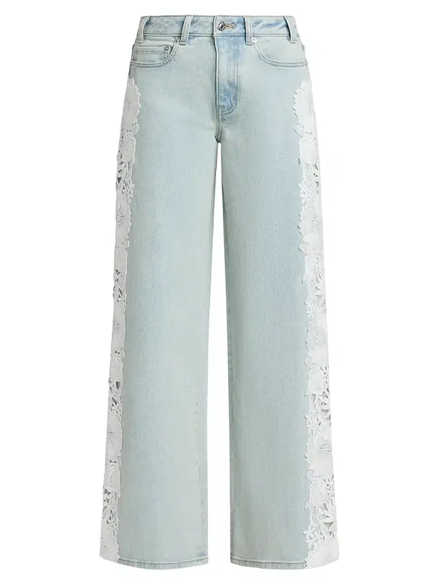 Generation Love Women's Esme Lace Applique Jeans - Ice Blue White