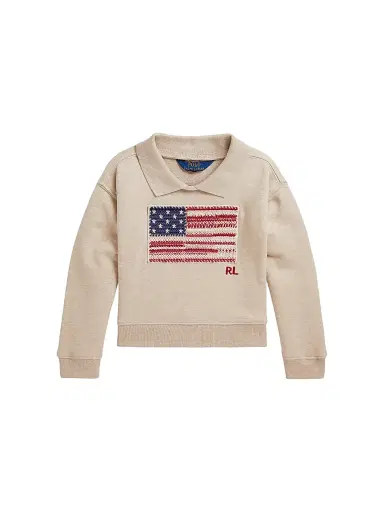 Polo Ralph Lauren Little Girl's & Girl's Cotton-Blend French Terry Sweatshirt - Expedition Dune Heather | Thumbnail 1