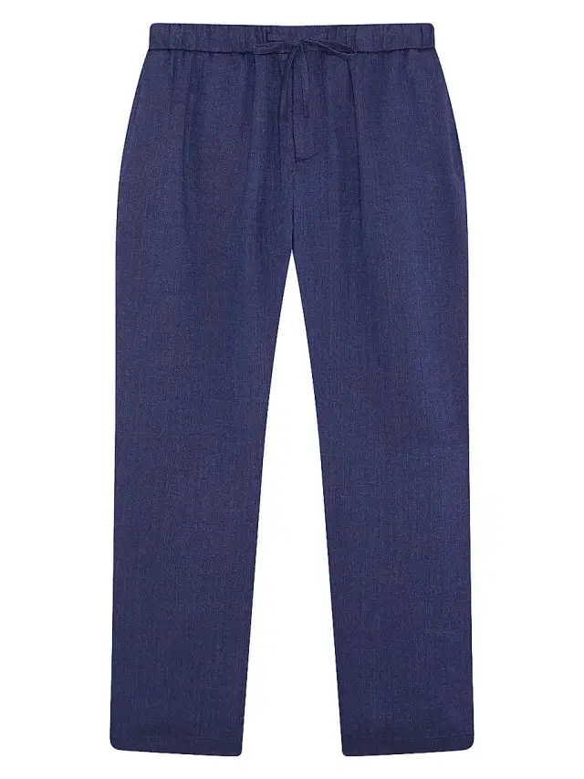 Men's Oscar Linen-Cotton Chino Pants - Navy Blue