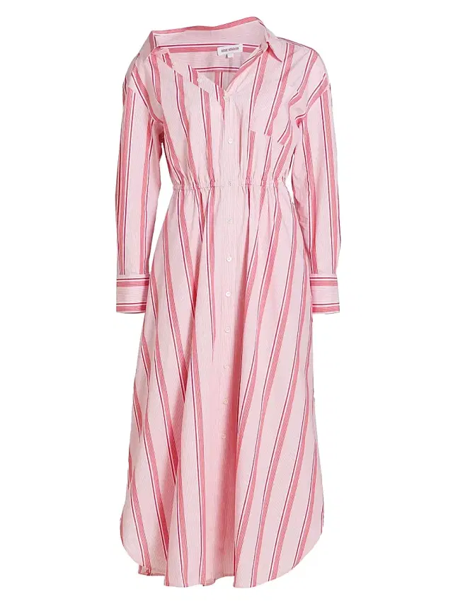 Women's Falling Off The Shoulder Shirtdress - Red Stripe