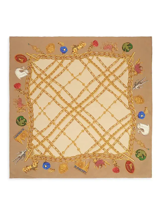Burberry Women's Check Charm Silk Scarf - Finch Beige