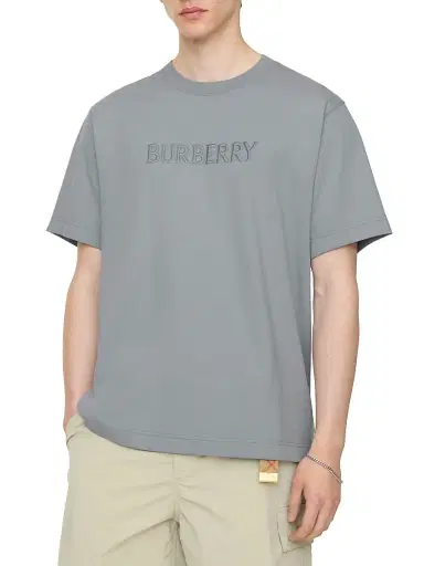 Burberry Men's Ryan Logo Cotton T-Shirt - Forecast Grey | Thumbnail 2 Burberry Men's Ryan Logo Cotton T-Shirt - Forecast Grey | Thumbnail 2