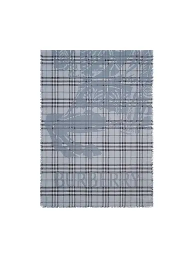 Burberry Men's EKD Check Wool-Silk Wide Scarf | Thumbnail 1 Burberry Men's EKD Check Wool-Silk Wide Scarf | Thumbnail 1