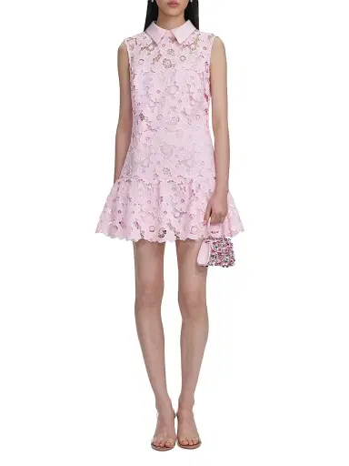 Self-Portrait Women's Lace Collared Minidress - Pink | Thumbnail 2