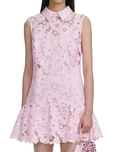 Self-Portrait Women's Lace Collared Minidress - Pink | Thumbnail 3