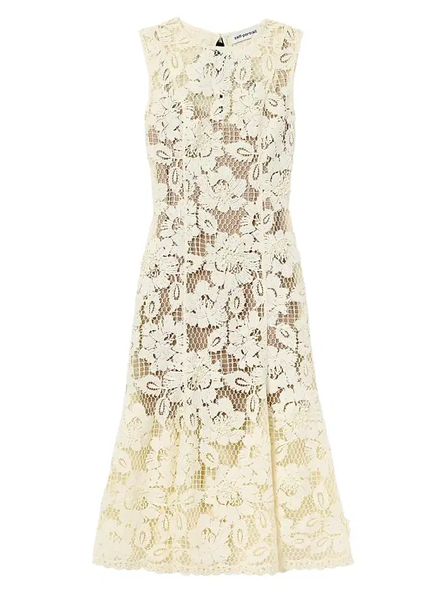 Self-Portrait Women's Crochet Lace Midi-Dress - Yellow