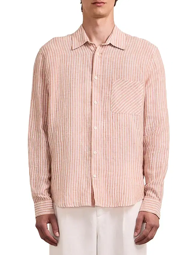 Men's Telles Striped Linen Shirt - Pale Copper