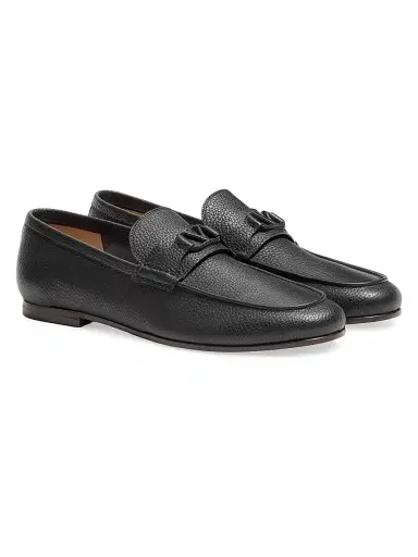 Valentino Garavani Men's VLogo Signature Deer Leather Loafers - Black - Size 7.5 | Thumbnail 2 Valentino Garavani Men's VLogo Signature Deer Leather Loafers - Black - Size 7.5 | Thumbnail 2