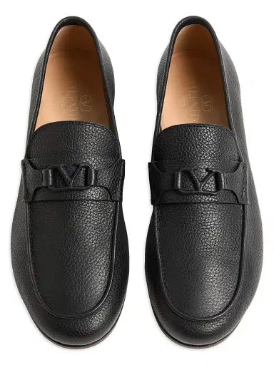 Valentino Garavani Men's VLogo Signature Deer Leather Loafers - Black - Size 7.5 | Thumbnail 4 Valentino Garavani Men's VLogo Signature Deer Leather Loafers - Black - Size 7.5 | Thumbnail 4