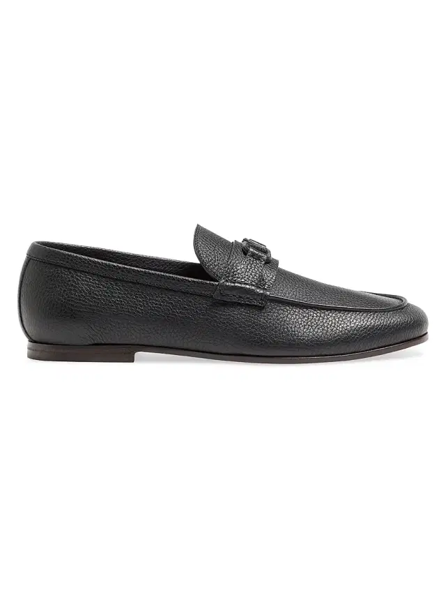 Valentino Garavani Men's VLogo Signature Deer Leather Loafers - Black