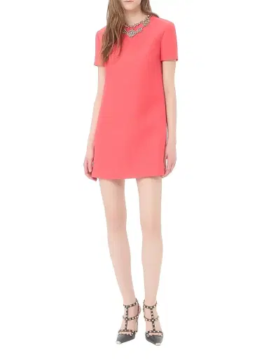 Valentino Garavani Women's Embroidered Crepe Couture Short Dress - Coral - Size 0 | Thumbnail 2