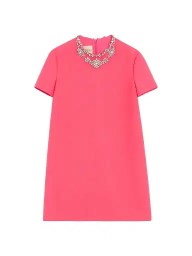 Valentino Garavani Women's Embroidered Crepe Couture Short Dress - Coral - Size 0 | Thumbnail 1