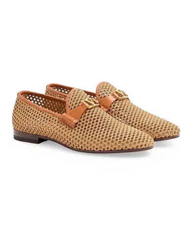 Valentino Men's Wolfe Loafers in Woven Raffia | Thumbnail 2