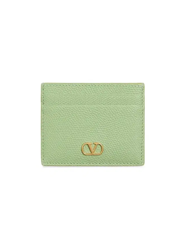Valentino Garavani Women's VLogo Signature Grainy Calfskin Card Holder - Mint