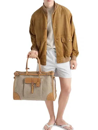 Prada Men's Suede Blouson Jacket - Beige Khaki - Size 44 | Thumbnail 2 Prada Men's Suede Blouson Jacket - Beige Khaki - Size 44 | Thumbnail 2
