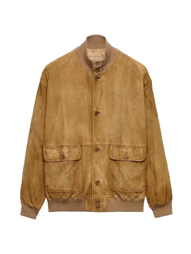 Prada Men's Suede Blouson Jacket - Beige Khaki - Size 44 | Thumbnail 1 Prada Men's Suede Blouson Jacket - Beige Khaki - Size 44 | Thumbnail 1