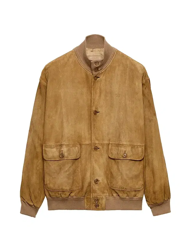 Men's Suede Blouson Jacket - Beige Khaki