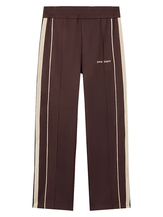 Men's Logo Striped Cotton-Blend Track Pants - Brown Off White