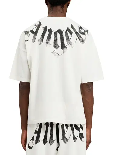 Palm Angels Men's Big Logo Crewneck T-Shirt - Off White Black | Thumbnail 4 Palm Angels Men's Big Logo Crewneck T-Shirt - Off White Black | Thumbnail 4