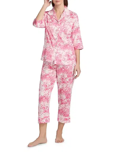 Papinelle Women's Toile de Jouy Crop Pajamas | Thumbnail 2 Papinelle Women's Toile de Jouy Crop Pajamas | Thumbnail 2