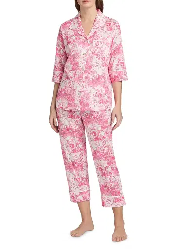 Papinelle Women's Toile de Jouy Crop Pajamas | Thumbnail 3 Papinelle Women's Toile de Jouy Crop Pajamas | Thumbnail 3