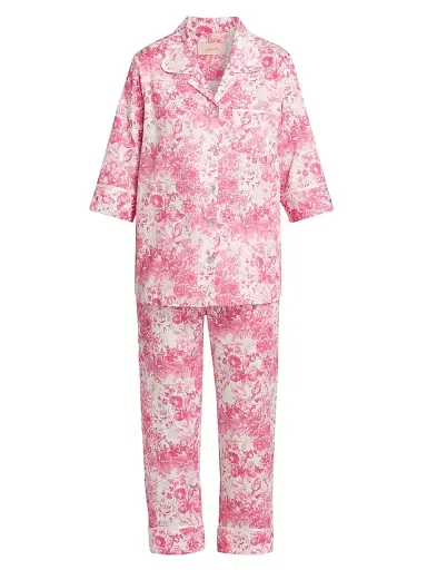 Papinelle Women's Toile de Jouy Crop Pajamas | Thumbnail 1 Papinelle Women's Toile de Jouy Crop Pajamas | Thumbnail 1