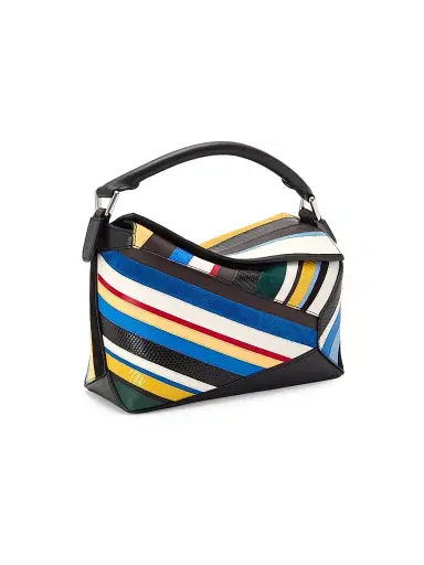 LOEWE Women's Puzzle Edge Striped Leather Top Handle Bag | Thumbnail 2 LOEWE Women's Puzzle Edge Striped Leather Top Handle Bag | Thumbnail 2