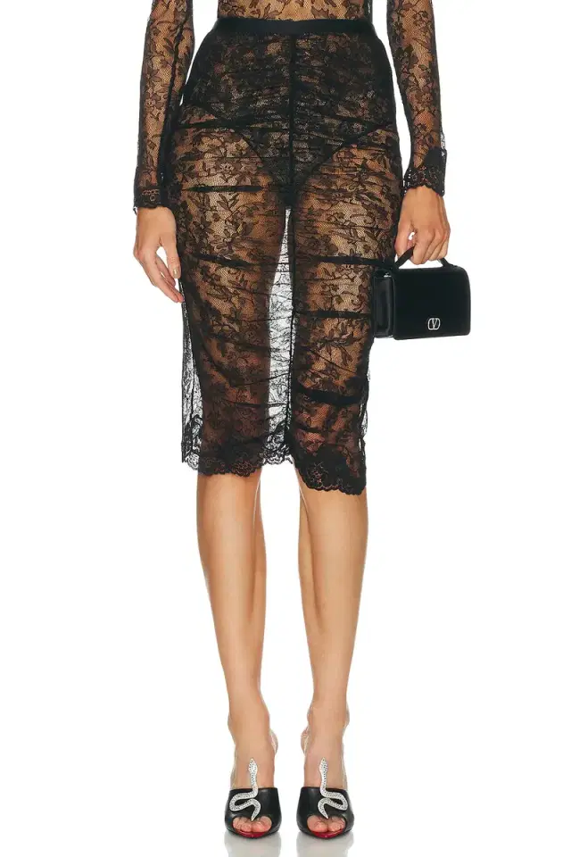 Valentino Lace Jersey Skirt