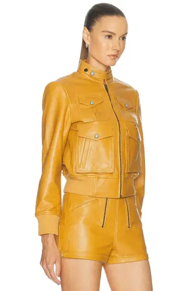 R13 Shrunken Zip Up Leather Jacket | Thumbnail 2