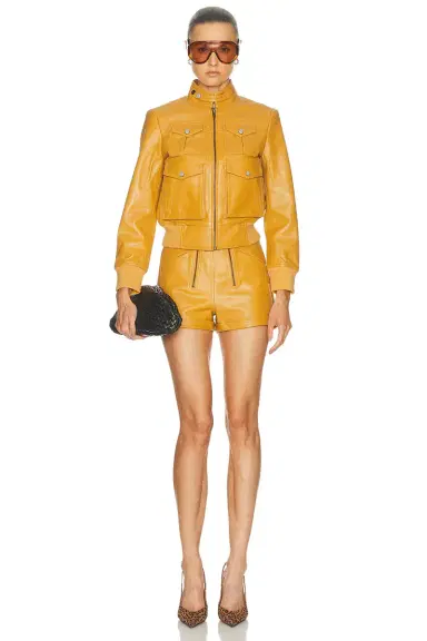R13 Shrunken Zip Up Leather Jacket | Thumbnail 4