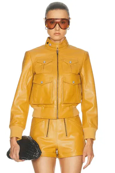 R13 Shrunken Zip Up Leather Jacket | Thumbnail 1
