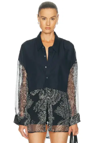 R13 Overlay Drop Neck Shirt | Thumbnail 1 R13 Overlay Drop Neck Shirt | Thumbnail 1