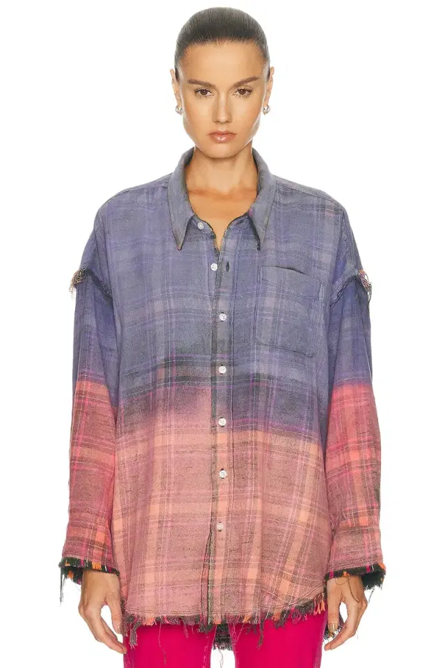 Reversible Shredded Seam Drop Neck Shirt